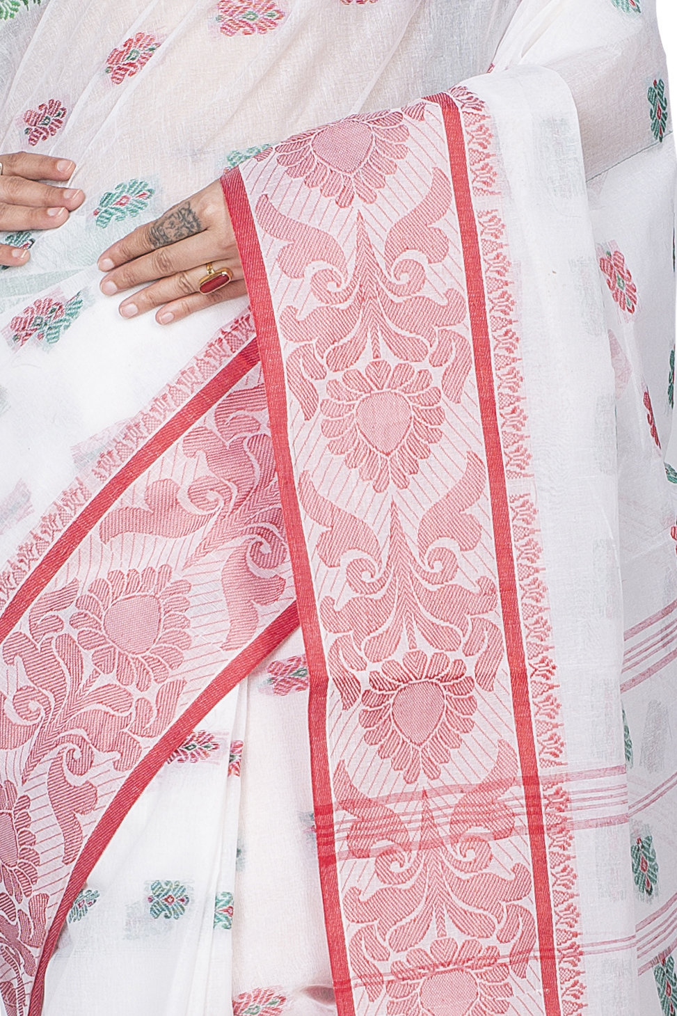 White Pure Cotton Akriti Tant Saree (167)